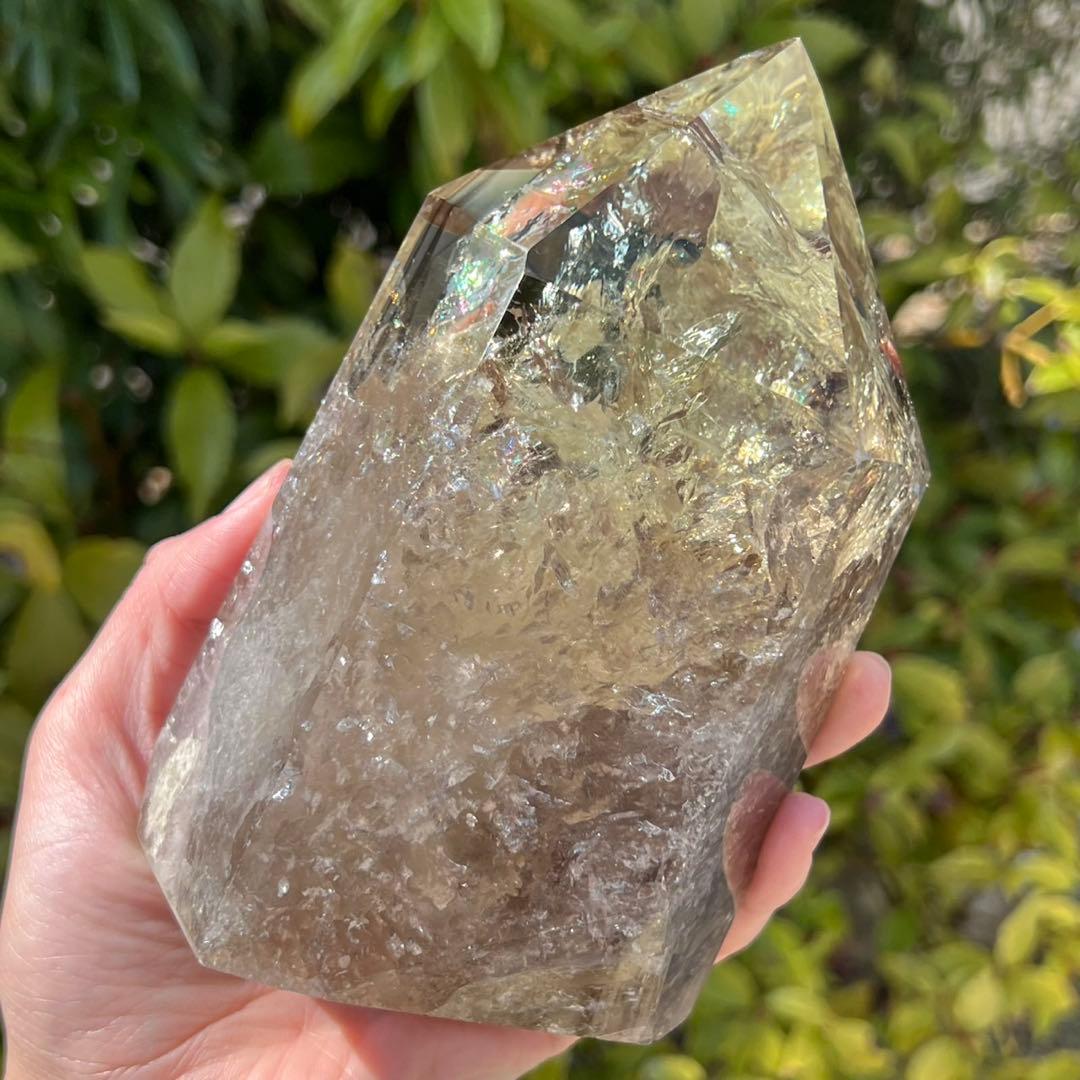 ☆超極上の煌煌さを✨幸運の石✨レインボー ファントムシトリン 六角柱 天然石