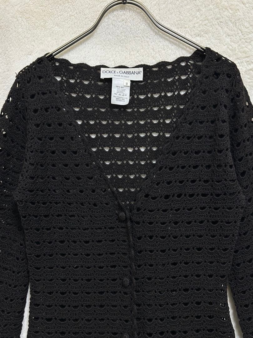 【美品】秋冬物 Dolce & Gabbana レース編み カーディガン コゲ茶