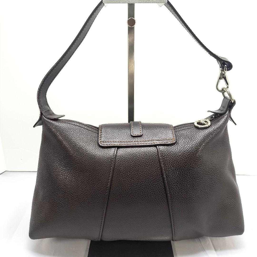 美品 ロンシャン シボ革 ショルダーバッグ LONGCHAMP