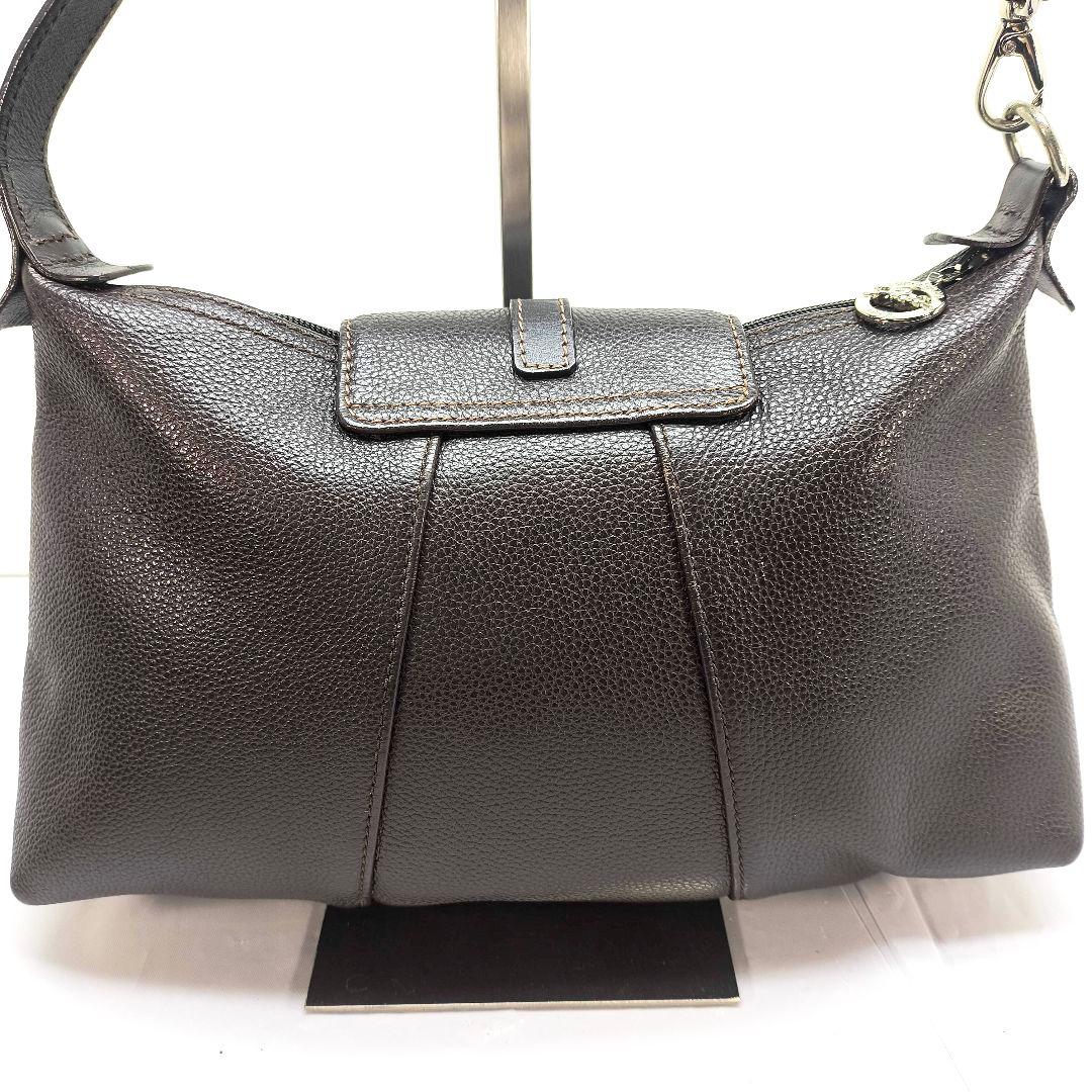 美品 ロンシャン シボ革 ショルダーバッグ LONGCHAMP