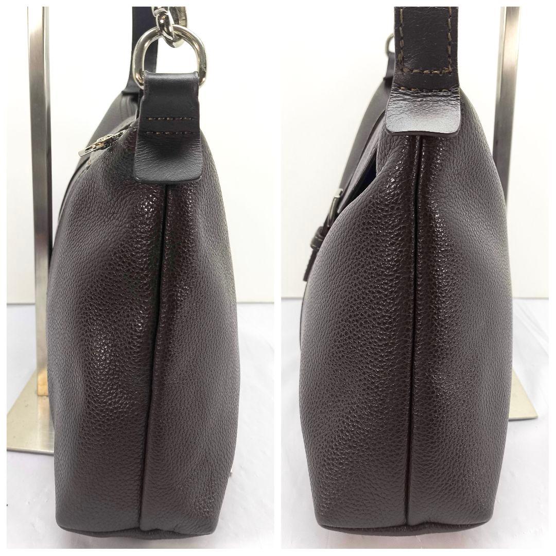 美品 ロンシャン シボ革 ショルダーバッグ LONGCHAMP
