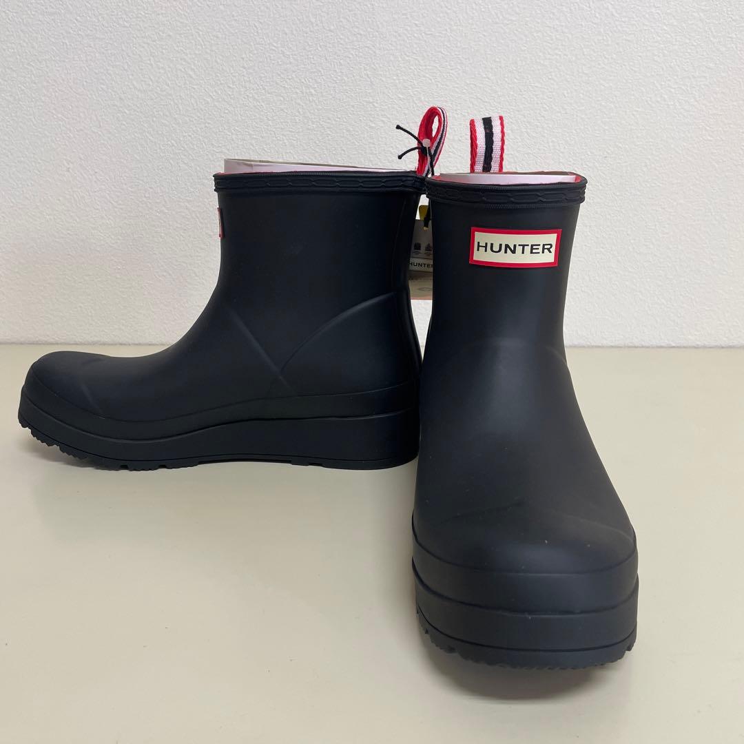 HUNTER ブラック ショートレインブーツ UK6/25cm