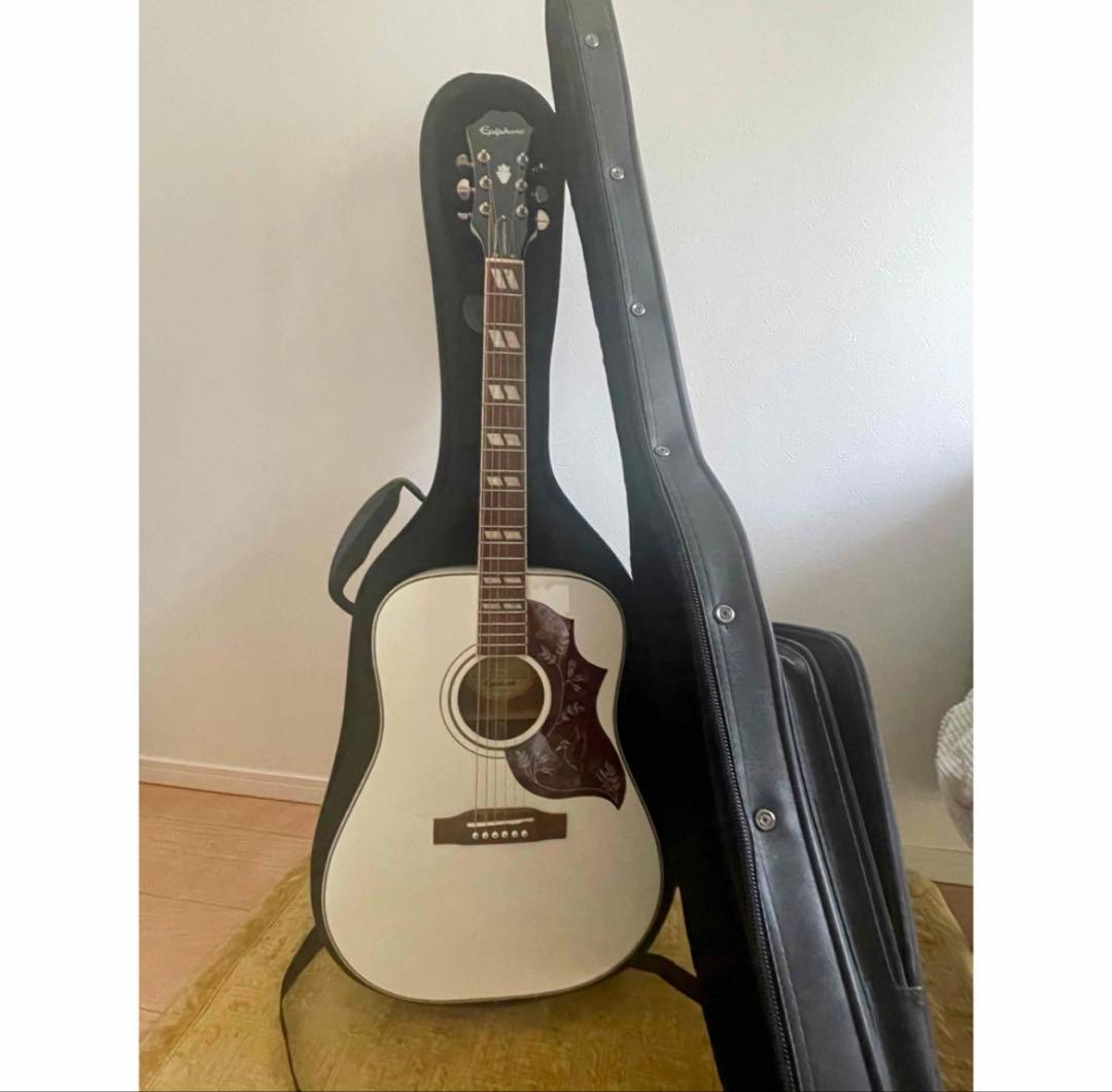【限定カラー】Epiphone ハミングバード　エレアコ　ホワイト