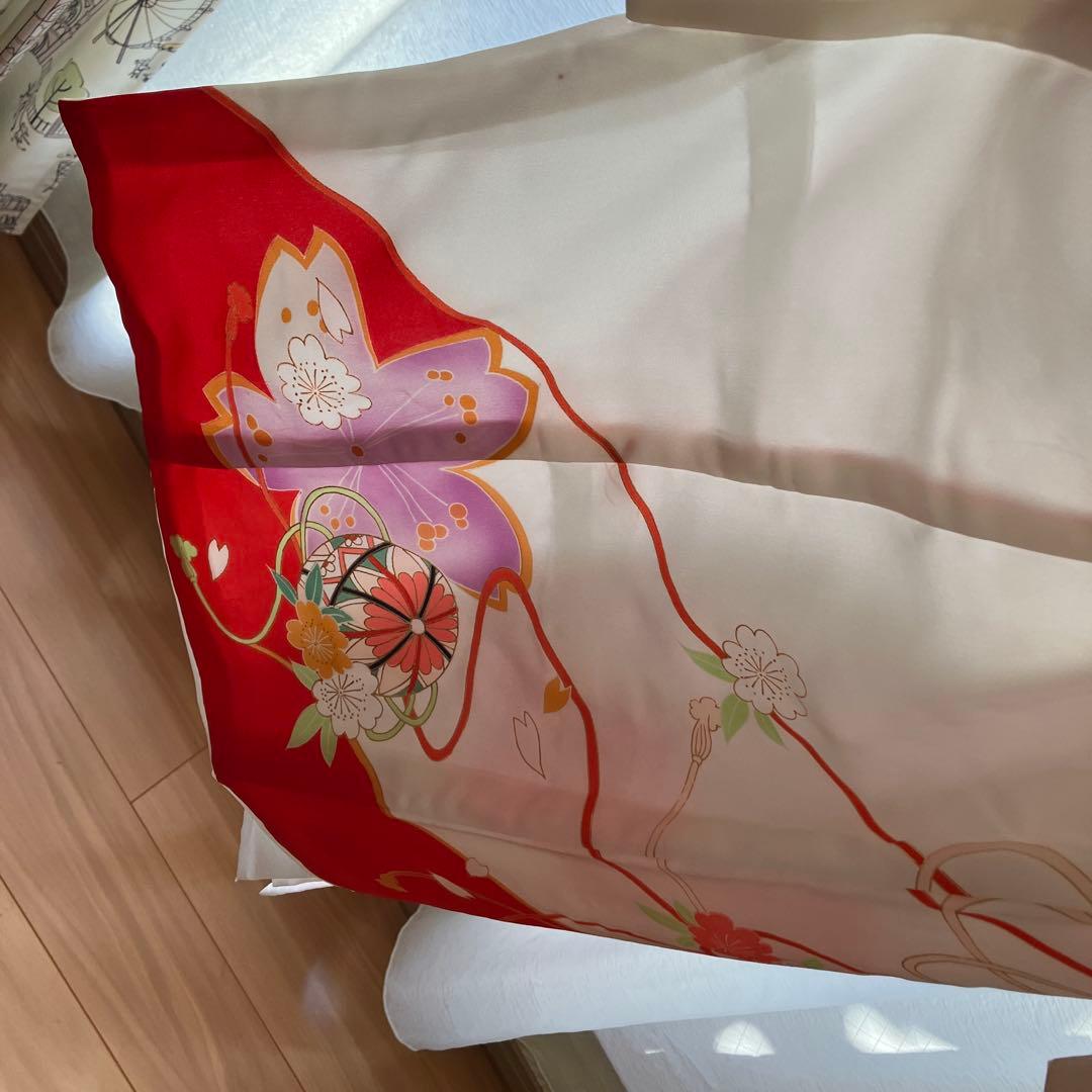 あこがれゆめ　お宮参り 女の子 着物 女児祝着 正絹 のしめ 初着 産着　白地