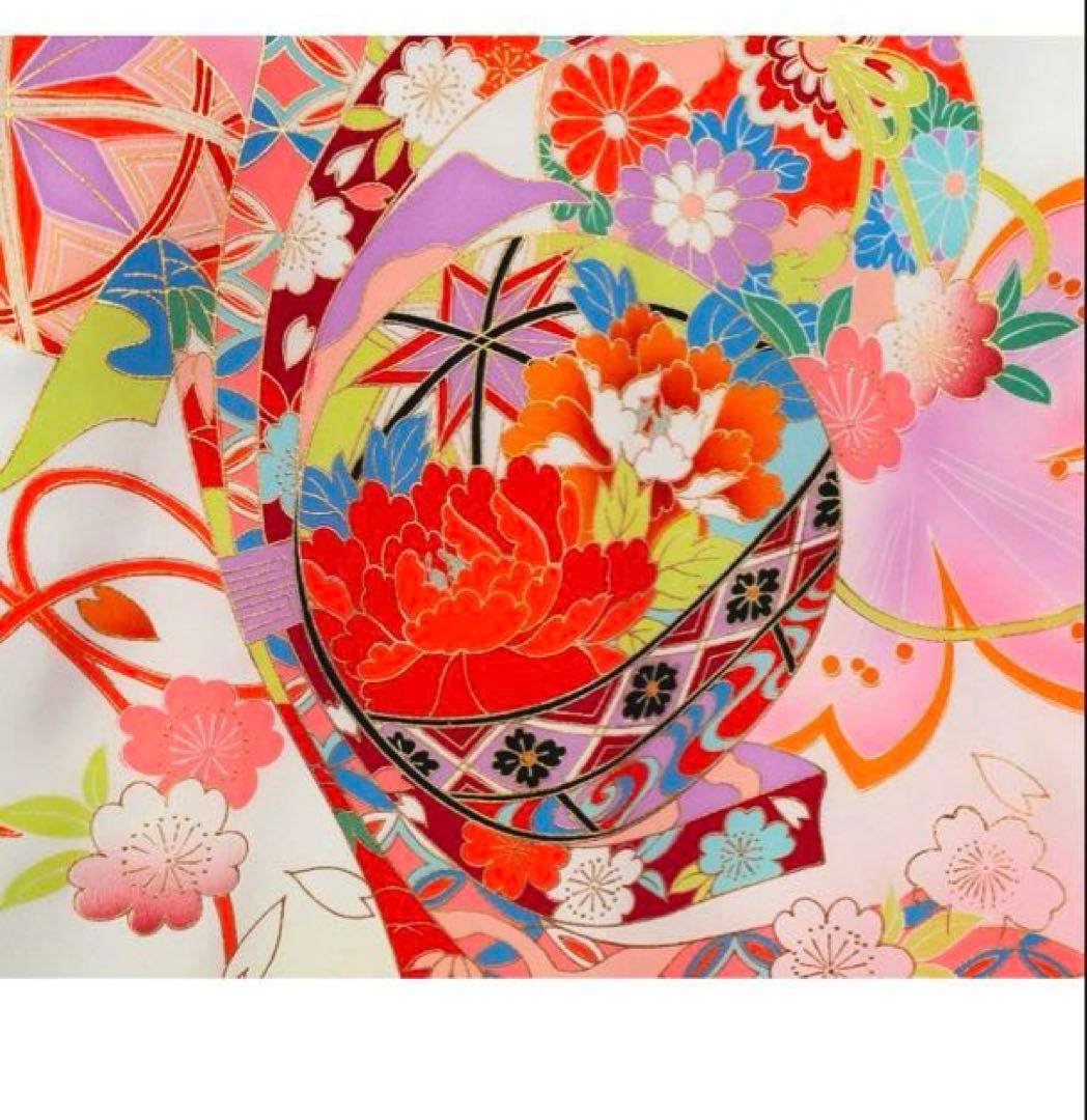 あこがれゆめ　お宮参り 女の子 着物 女児祝着 正絹 のしめ 初着 産着　白地