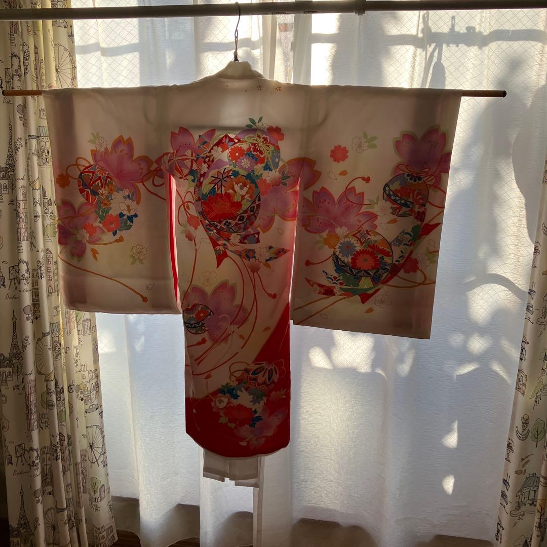 あこがれゆめ　お宮参り 女の子 着物 女児祝着 正絹 のしめ 初着 産着　白地