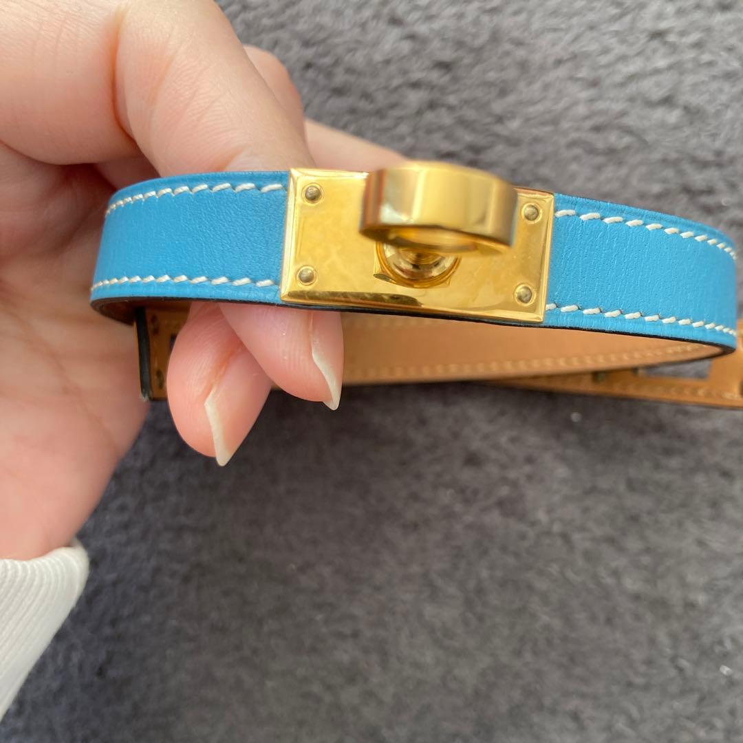 HERMES エルメス　ケリー　ブレスレット　ブルー× ゴールド