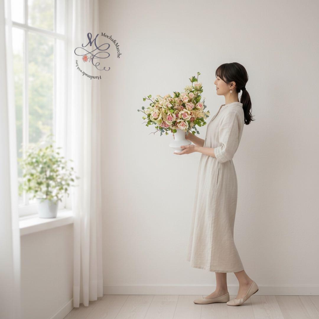 光触媒フラワーアレンジメント｜ローズを贅沢に束ねた くすみカラーの高級アレンジ