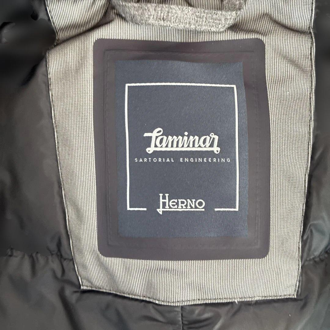 Herno グレー ダウンジャケット フード　ヘリンボーン
