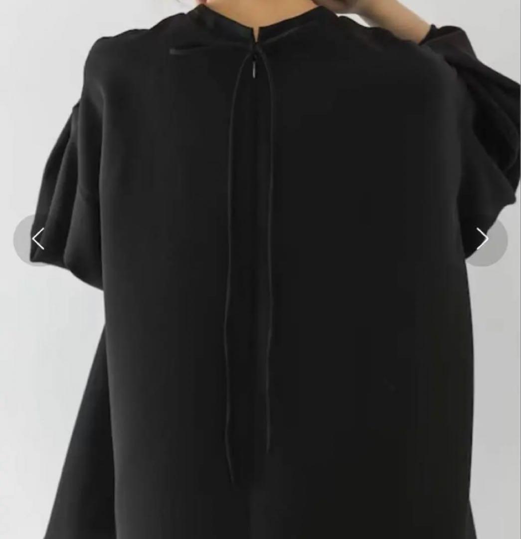 ENFOLD PEジョーゼット ドレープスリーブPULLOVER 黒