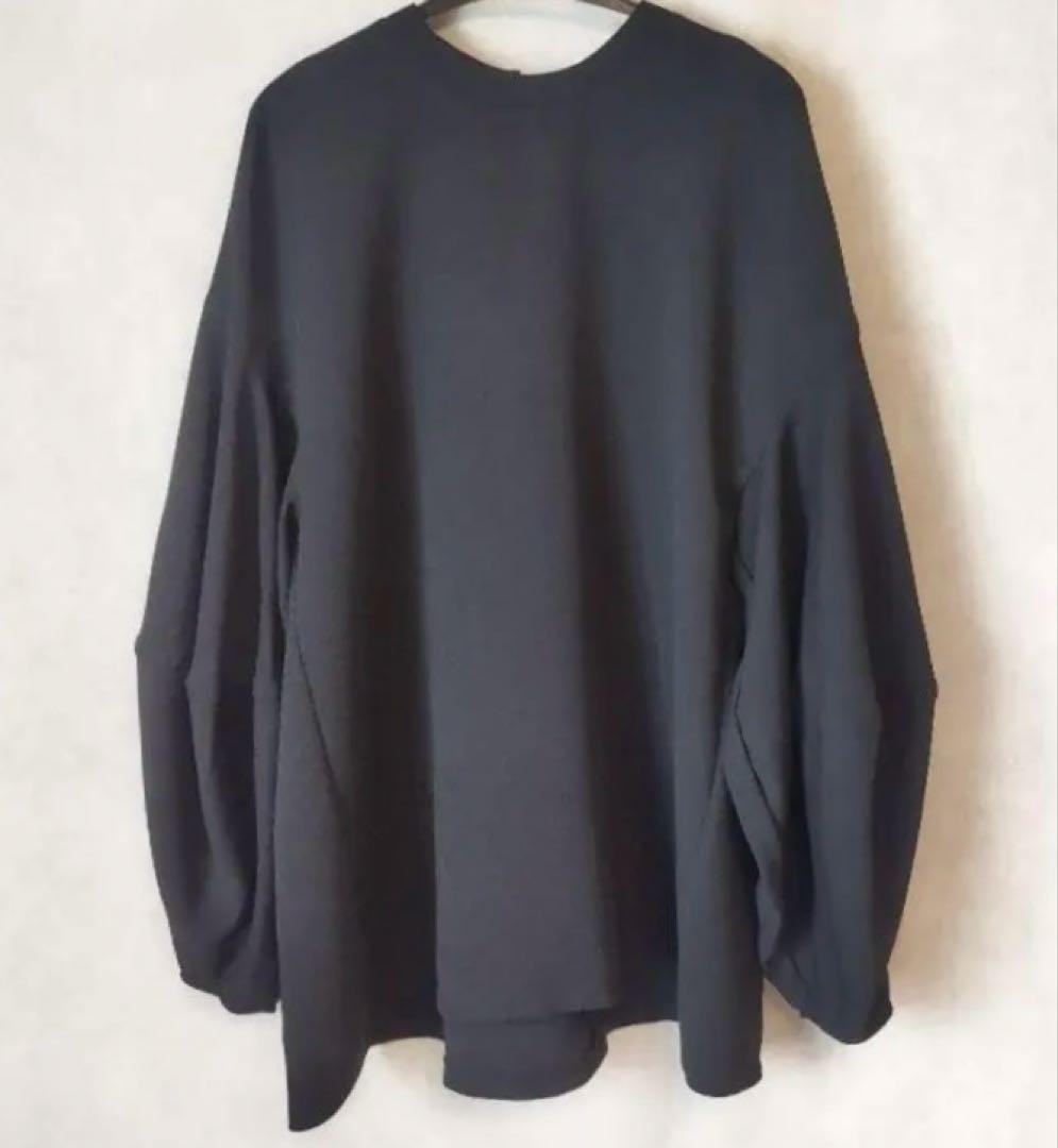 ENFOLD PEジョーゼット ドレープスリーブPULLOVER 黒