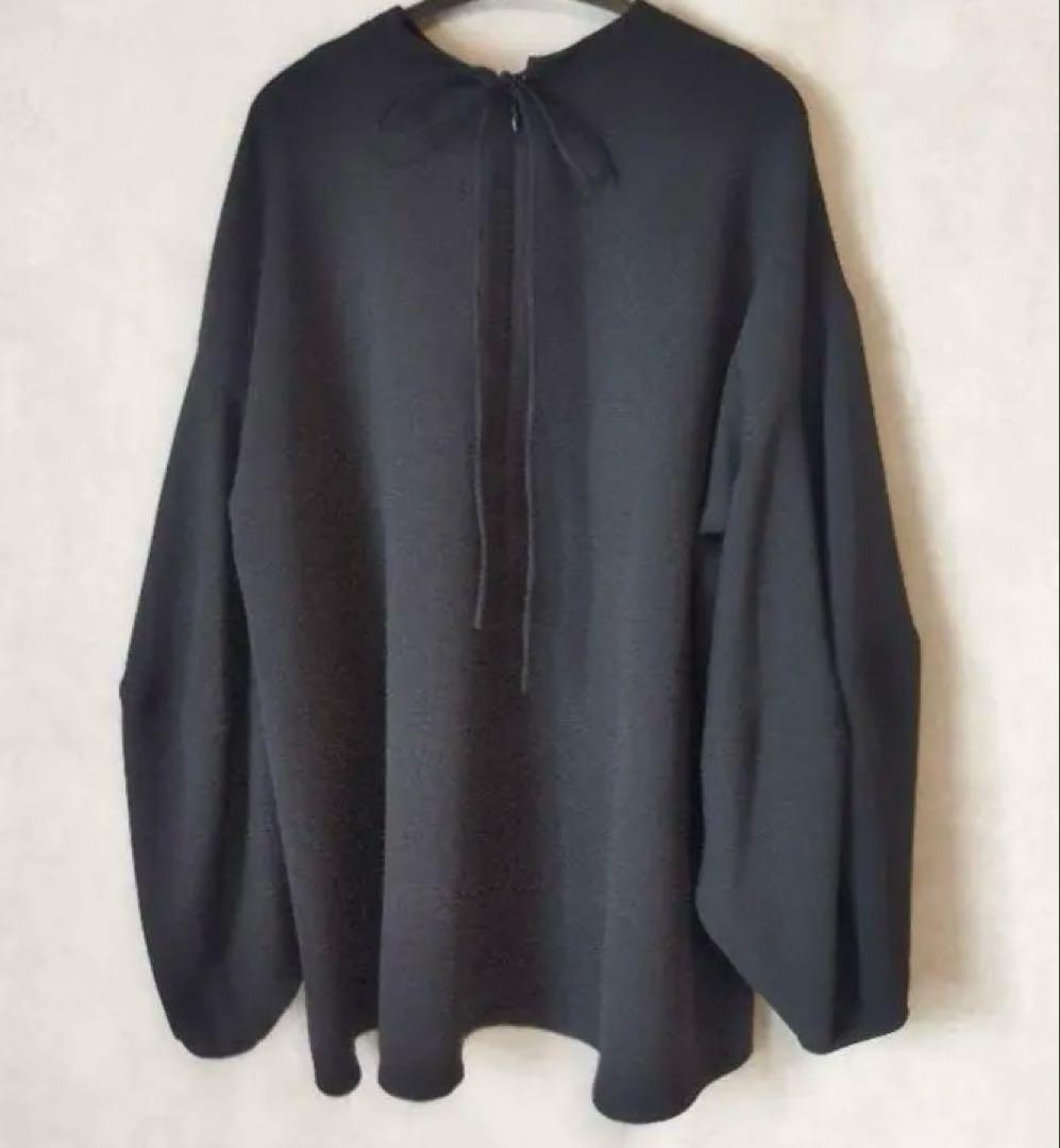 ENFOLD PEジョーゼット ドレープスリーブPULLOVER 黒