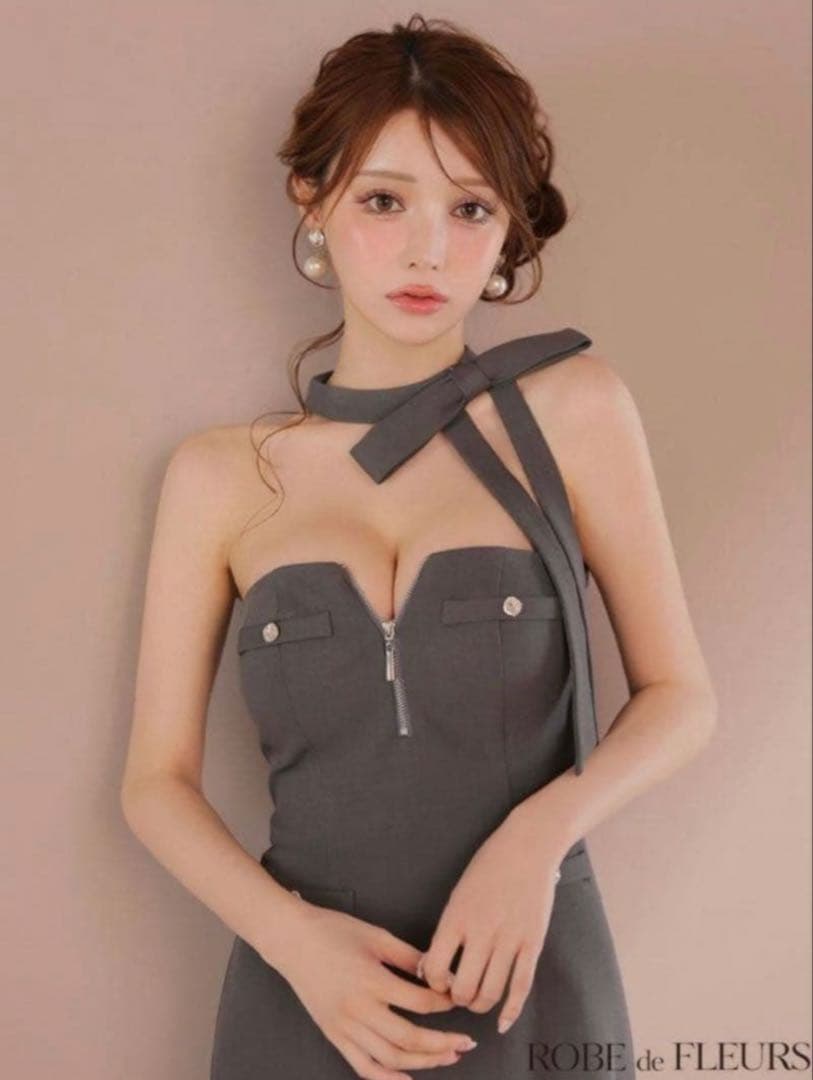 ROBE de FLEURS ホルターネックドレスsサイズ