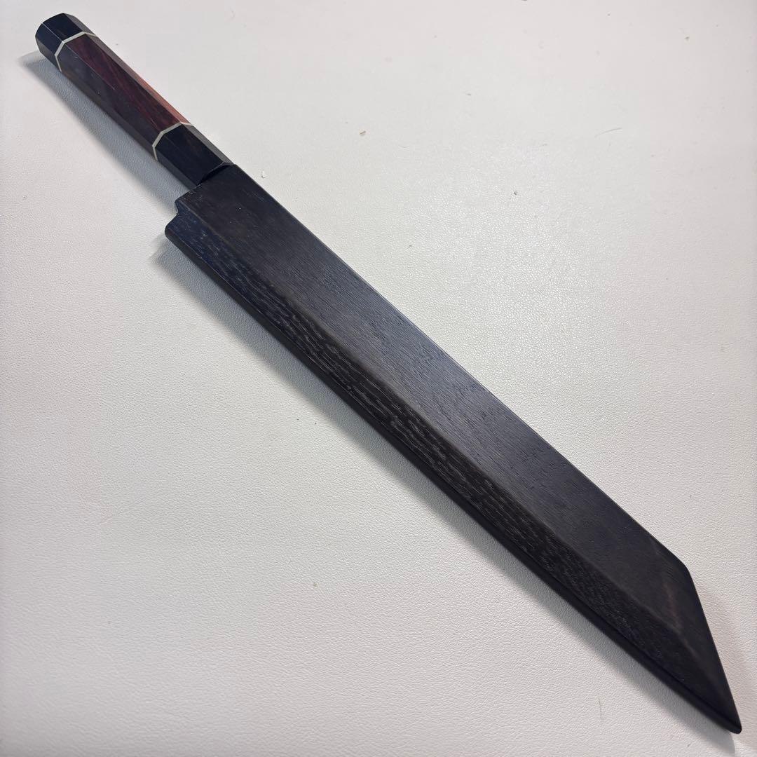 270mm 切付柳刃包丁 鏡面　天然木八角柄 刺身包丁 「全鋼」'ᘲ