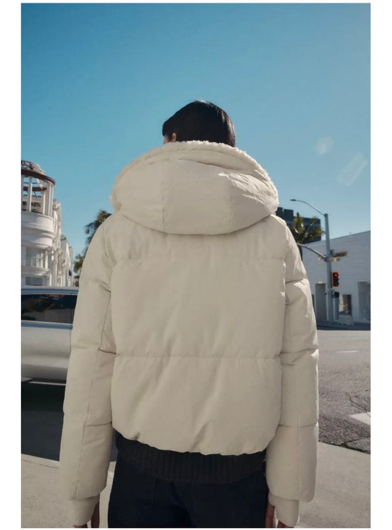 ZARA フェイクシープスキンフード付き撥水ウィンドブレーカー　XL 着画有り