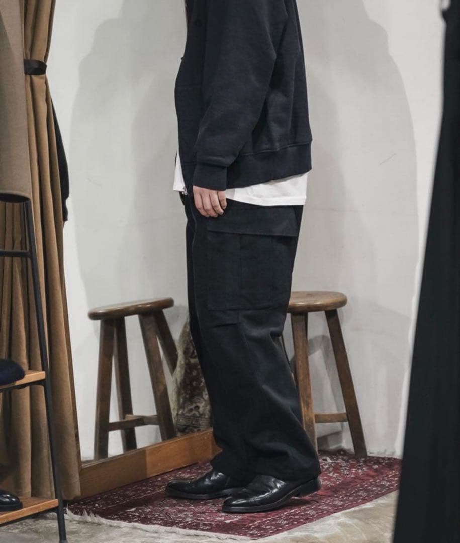 COMOLI 1 モールスキンBDUパンツ ブラック カーゴパンツ
