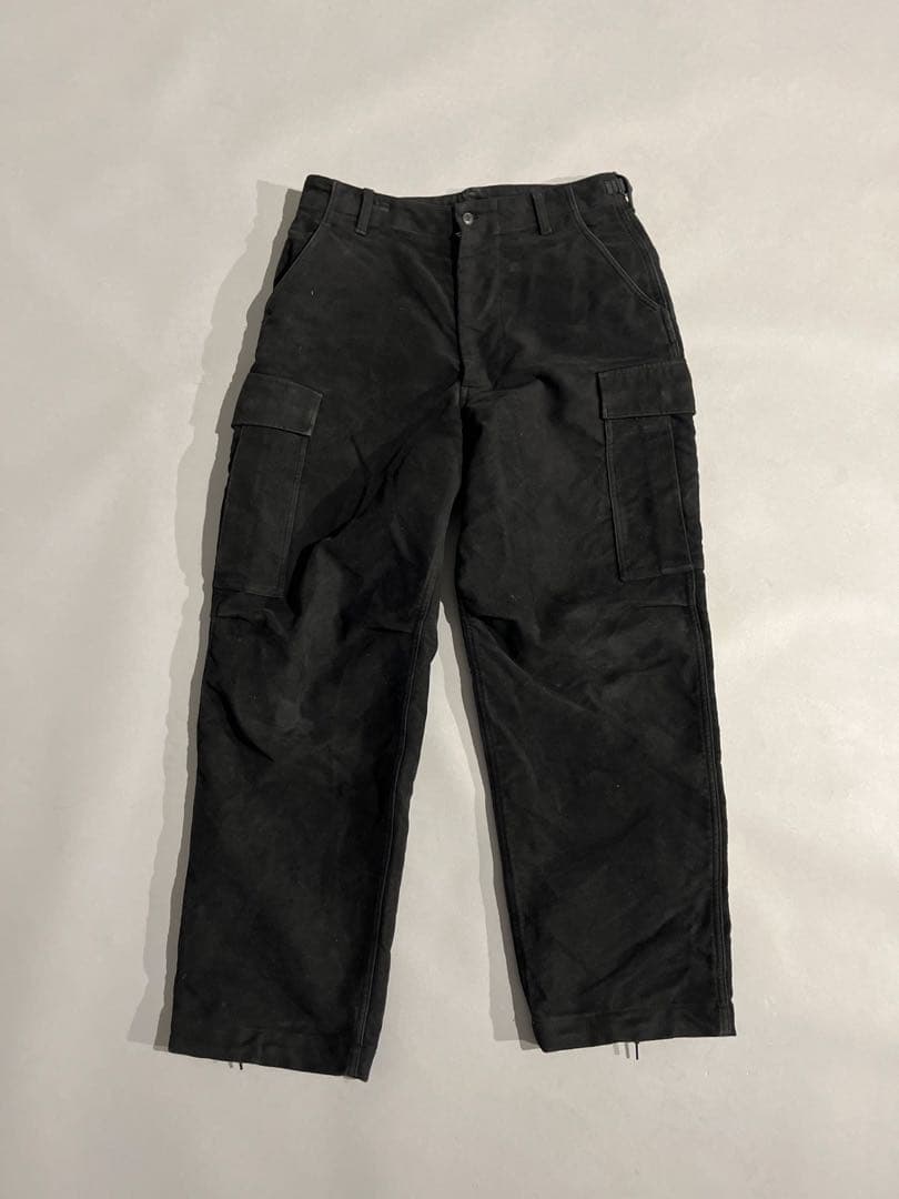 COMOLI 1 モールスキンBDUパンツ ブラック カーゴパンツ