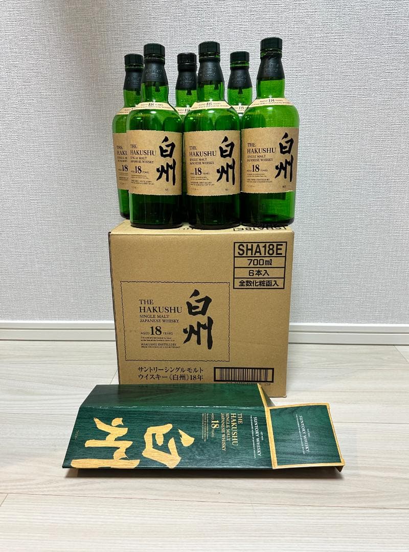 【空瓶】サントリー　白州18年　700ml　6本セット＋化粧箱1個