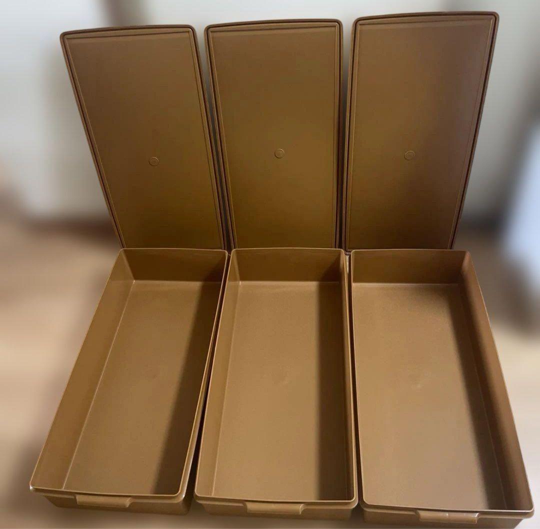 ★タッパーウェア❗️ロングスーパーケース.セピアカラー.38 Lおまとめ3個セット