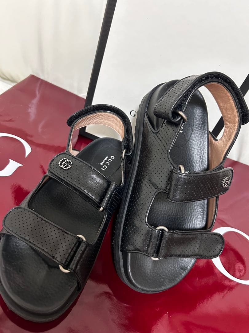 専用！美品GUCCI ブラック サンダル ベルクロ レザー サイズ36ハーフ