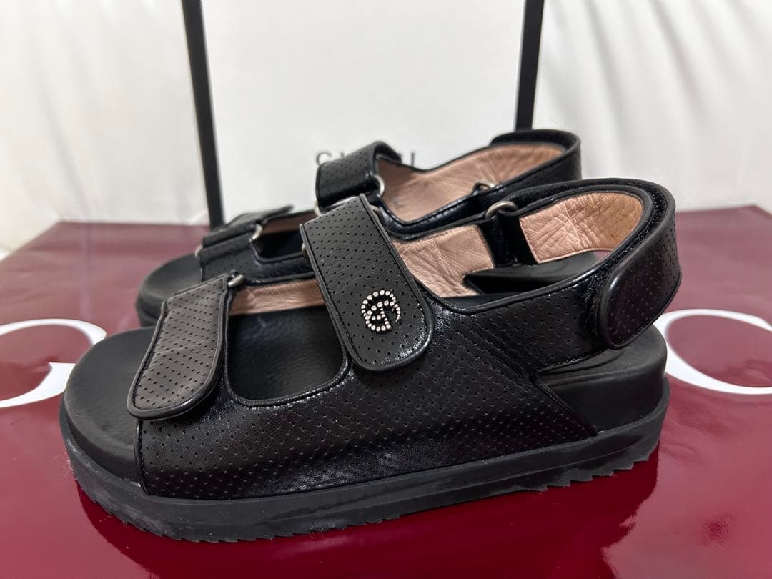専用！美品GUCCI ブラック サンダル ベルクロ レザー サイズ36ハーフ