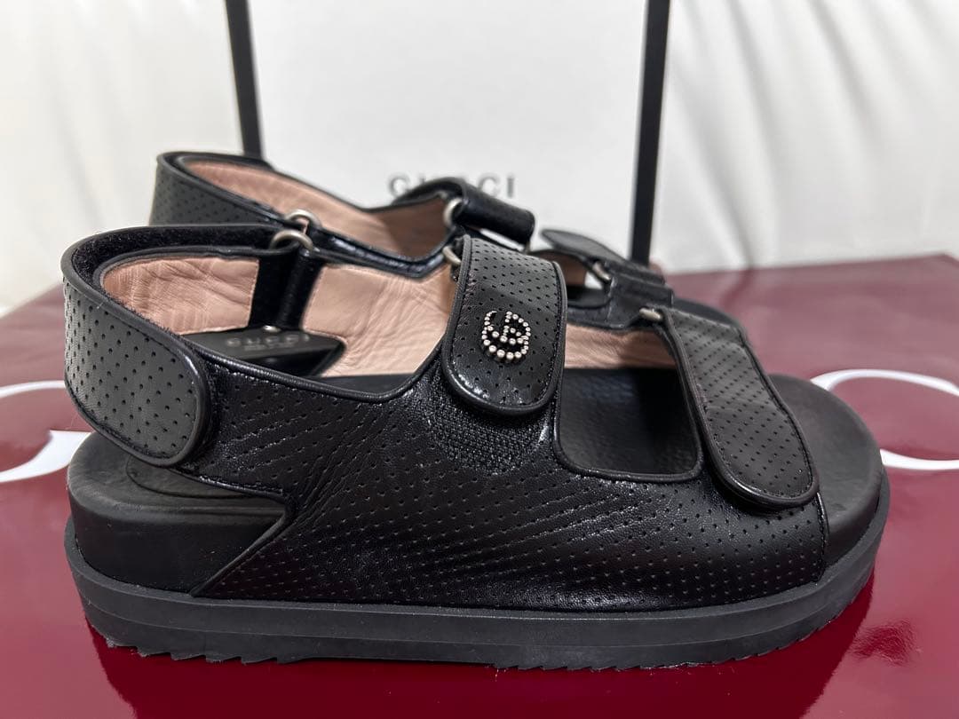 専用！美品GUCCI ブラック サンダル ベルクロ レザー サイズ36ハーフ