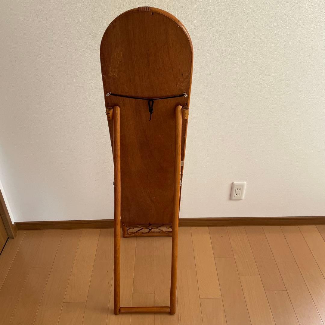 アンティーク　ラタン　姿見