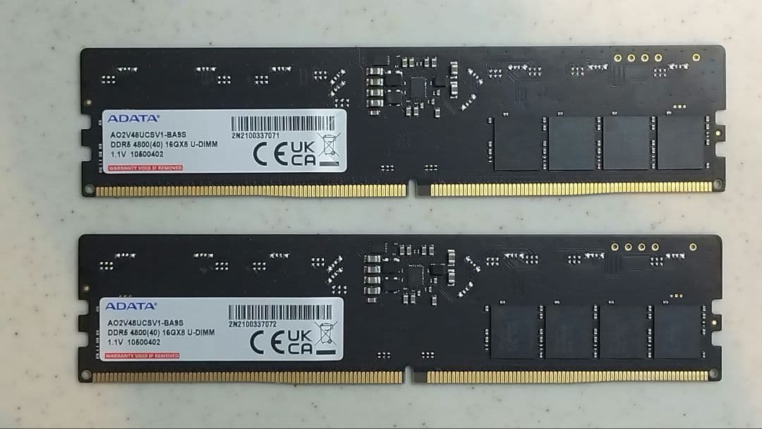 ADATA DDR5-4800 16GB 2枚セット（合計32GB）