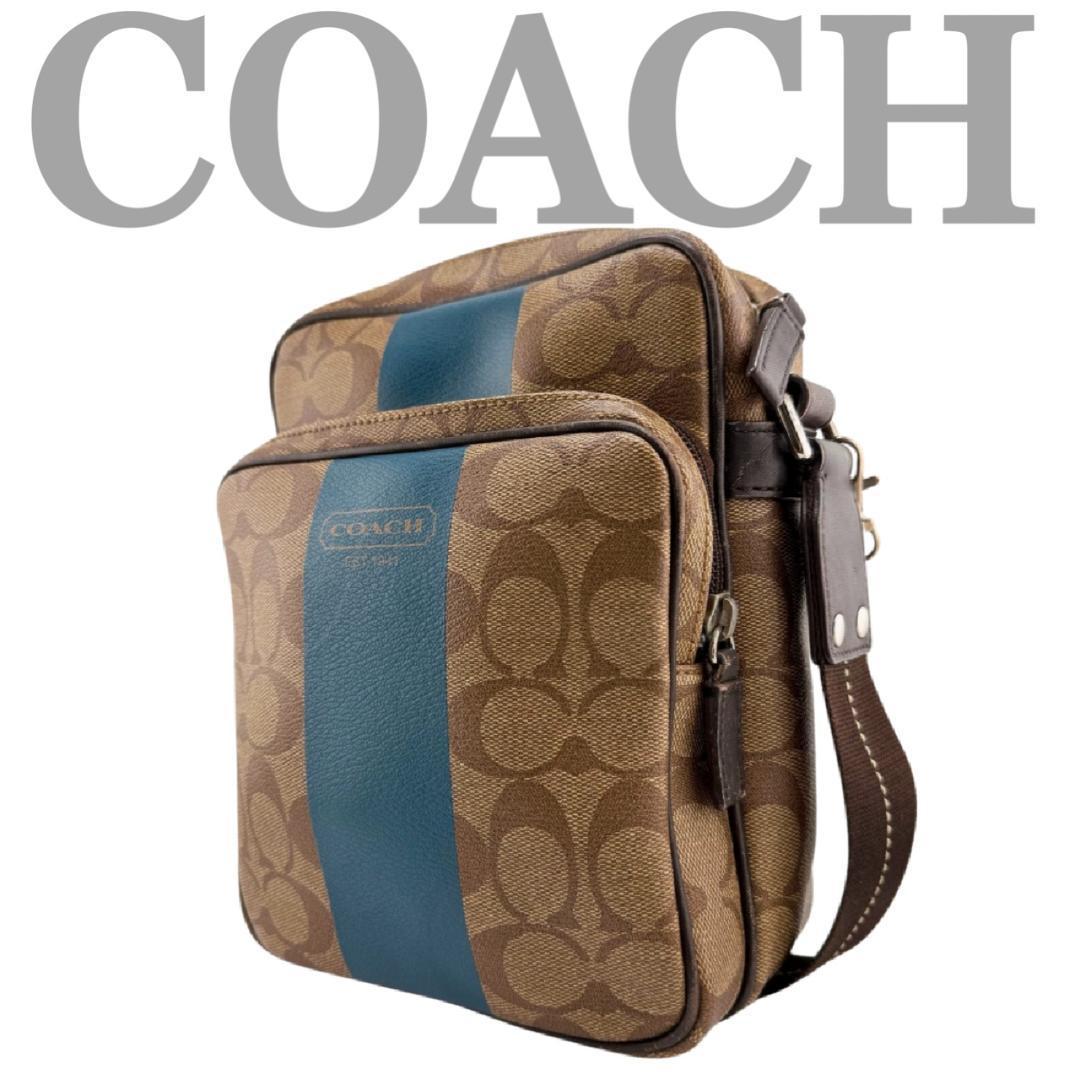 COACH コーチ ショルダーバッグ　ヘリテージ　ストライプ　シグネチャー