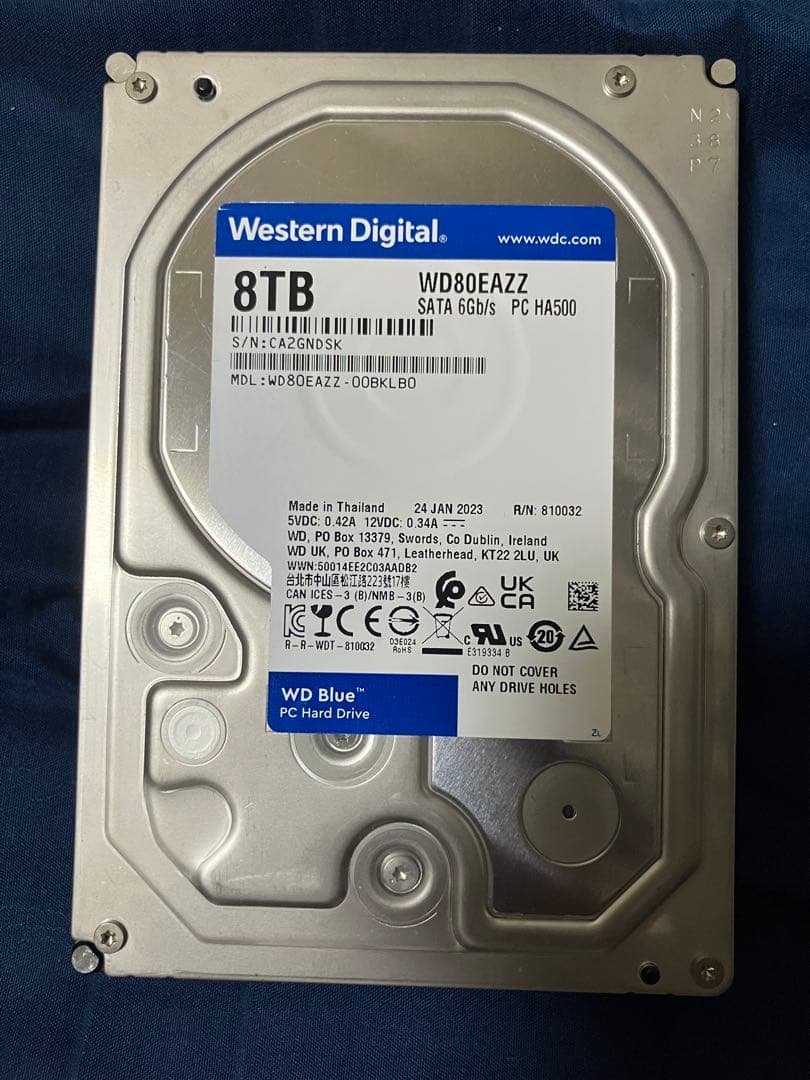 外付けハードディスク・ドライブ WD Blue 8TB HDD WD80EAZZ
