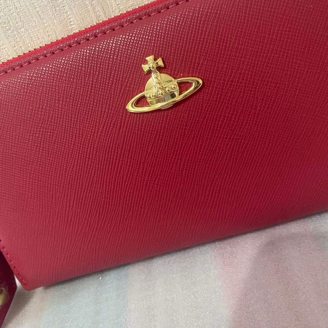 新品 Vivienne Westwood 長財布 シンプル ピーチ派手 ピンク