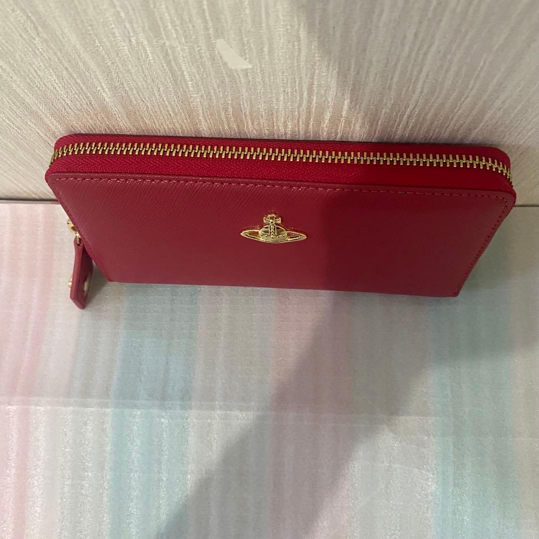 新品 Vivienne Westwood 長財布 シンプル ピーチ派手 ピンク