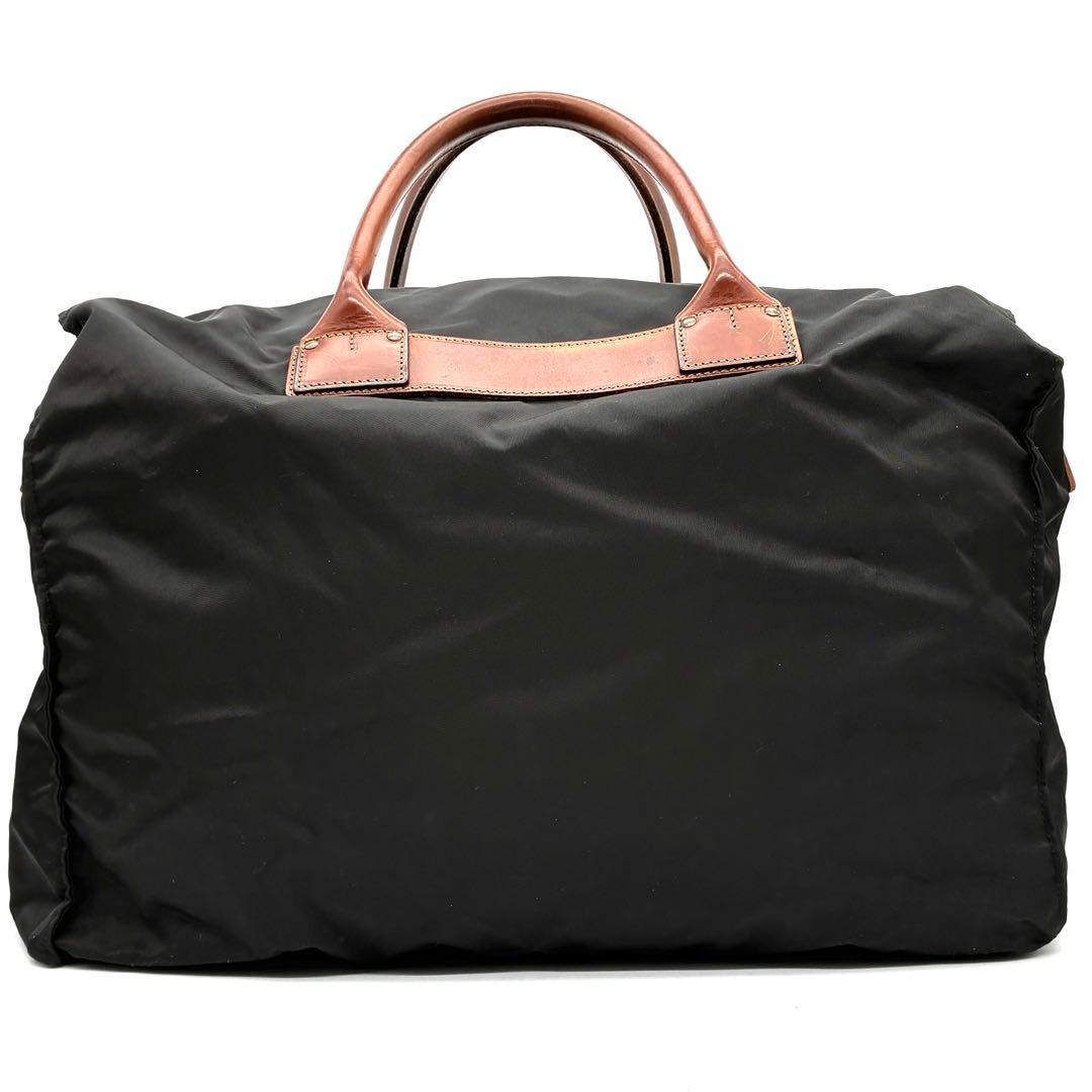 美品 フェリージ ボストンバッグ 南京錠 鍵付 P3 ロゴ 大容量 メンズ 黒