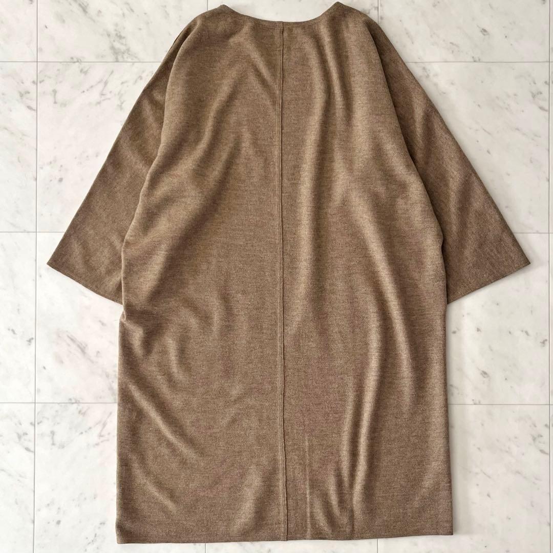 美品＊ババグーリ ウールチュニックワンピースM ベージュブラウン系 クルーネック