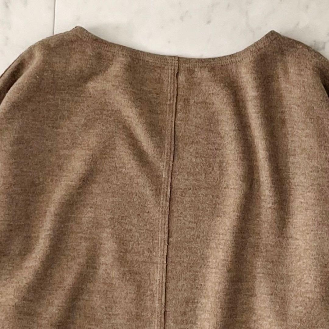 美品＊ババグーリ ウールチュニックワンピースM ベージュブラウン系 クルーネック