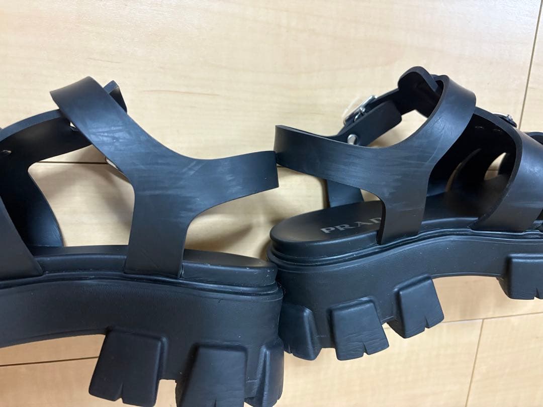 【PRADA】モノリス ブラック メンズサンダル ラバーサンダル 約27センチ