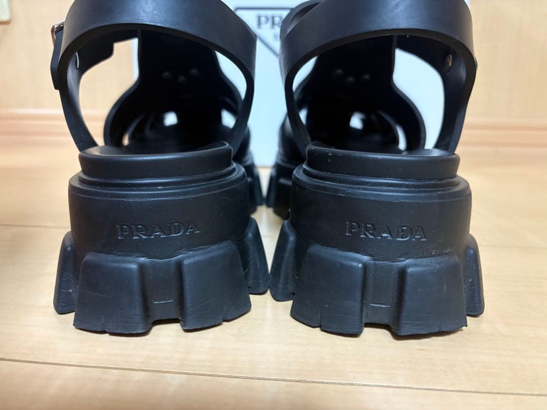 【PRADA】モノリス ブラック メンズサンダル ラバーサンダル 約27センチ