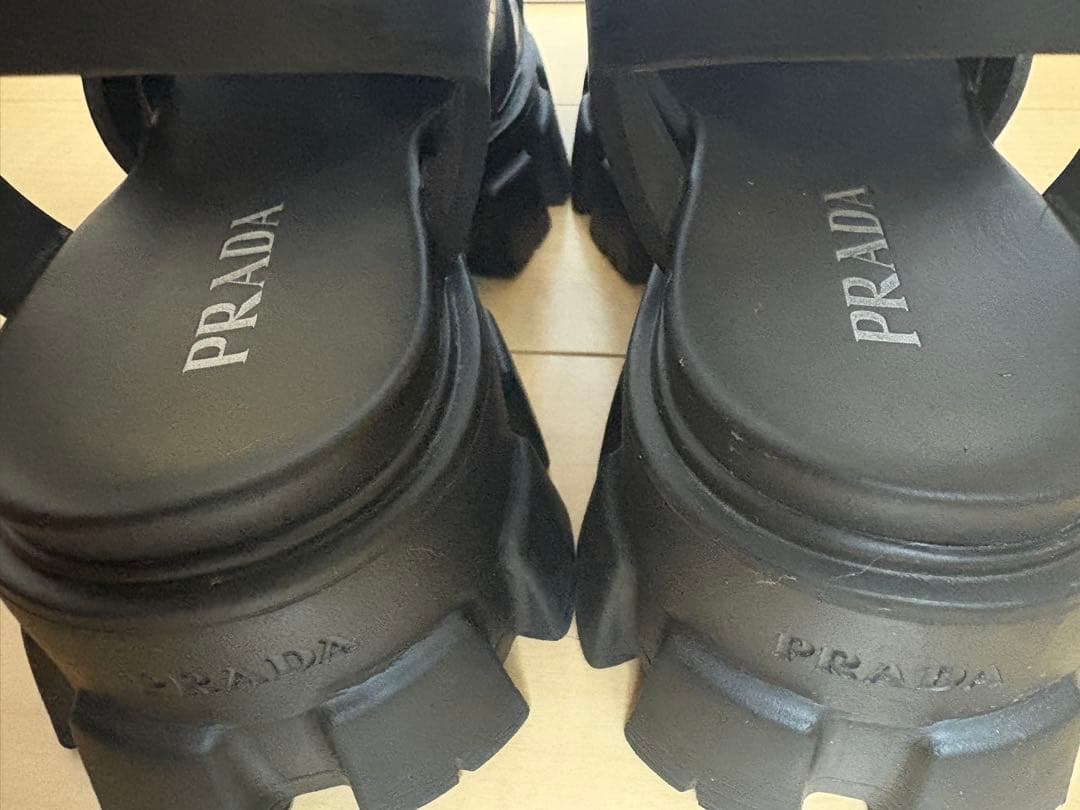 【PRADA】モノリス ブラック メンズサンダル ラバーサンダル 約27センチ