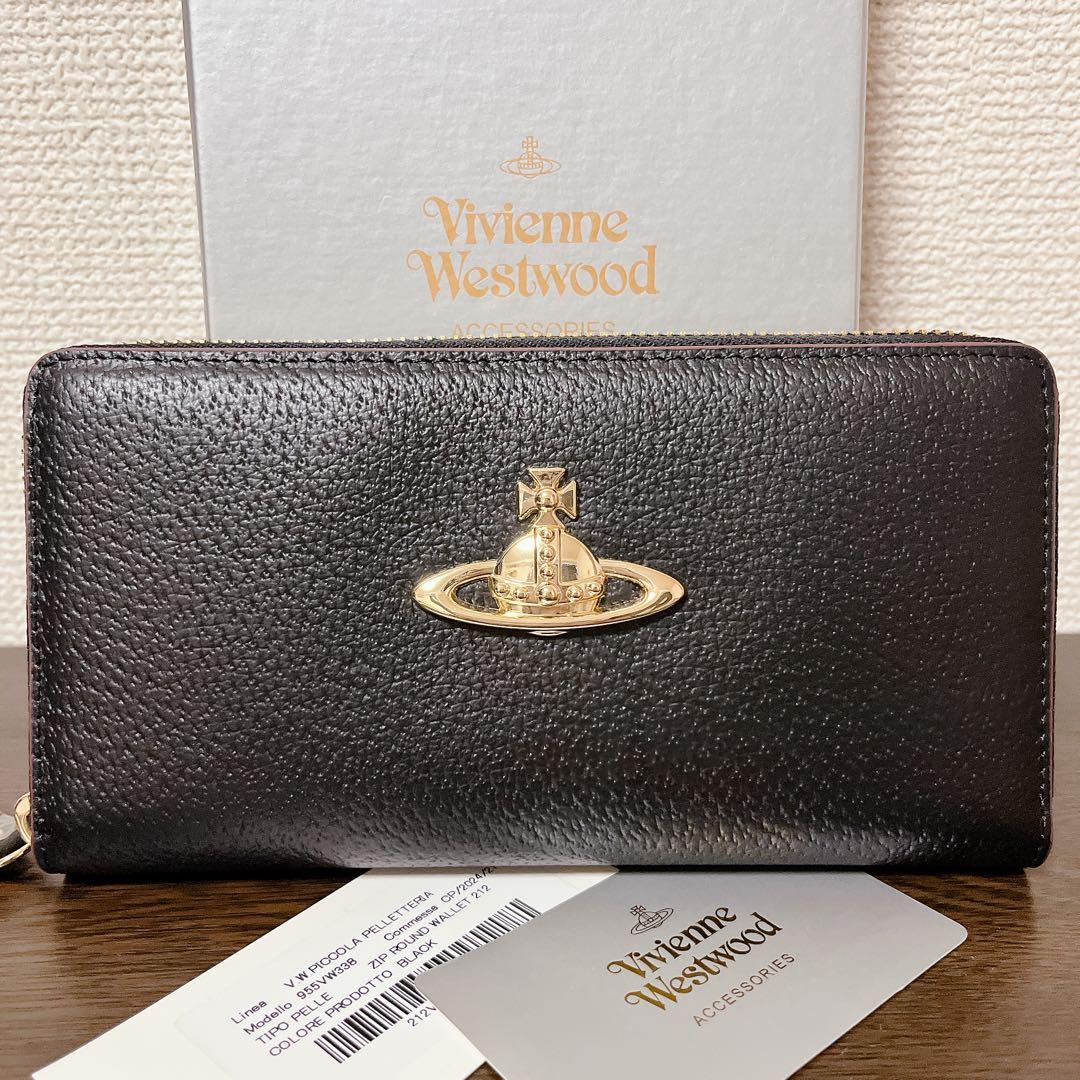 VivienneWestwood 長財布　ブラック　ゴールド　ラウンドファスナー