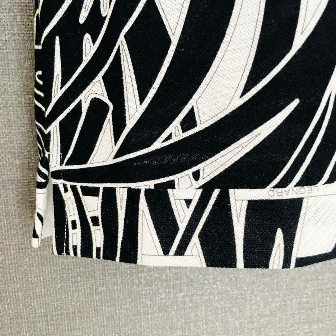 ✨近年 未使用級✨レオナール モノトーンボタニカルポロシャツ トリム ロゴ XL