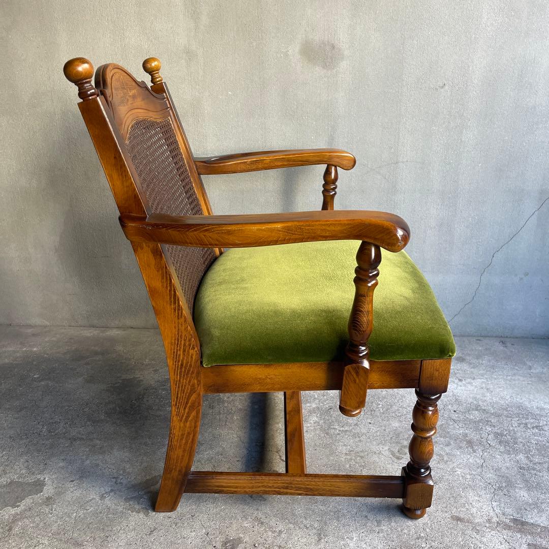 karimoku カリモク　コロニアル モケットグリーン アームチェア