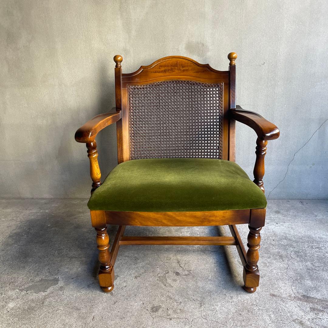 karimoku カリモク　コロニアル モケットグリーン アームチェア