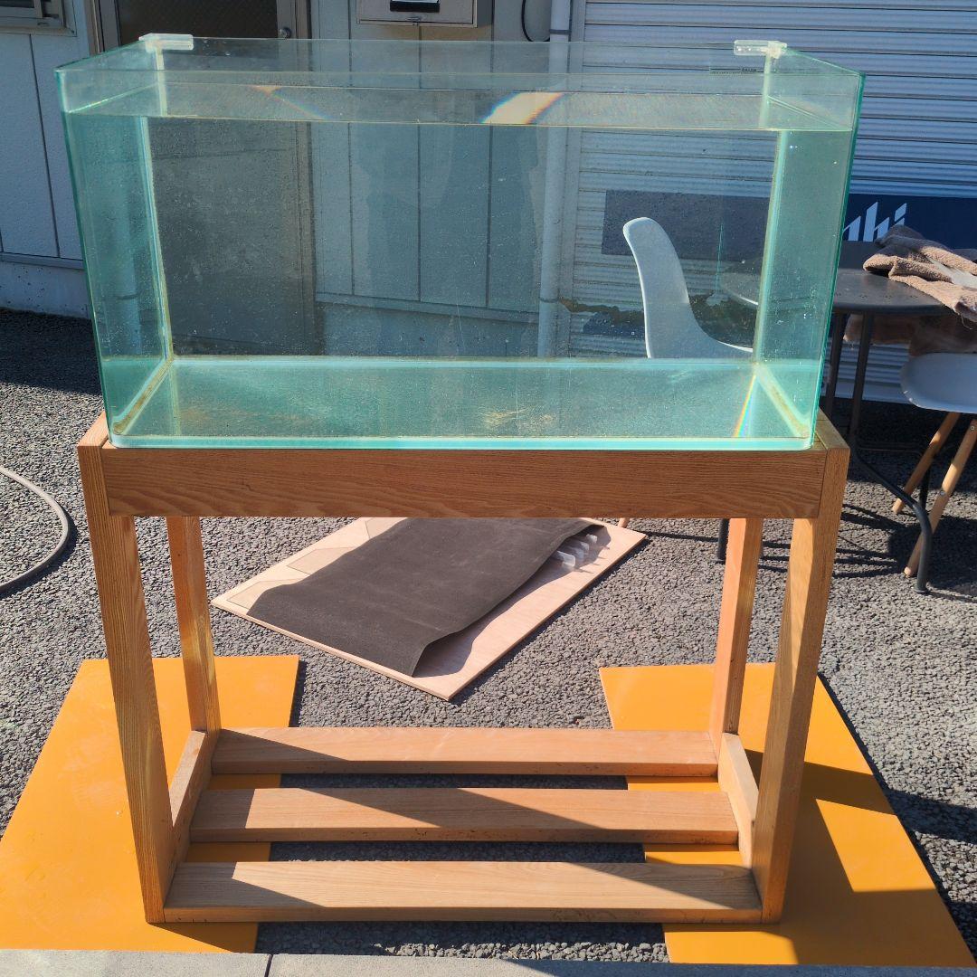 はくめいコトブキガラス水槽90cm水槽、マーフィード水槽台