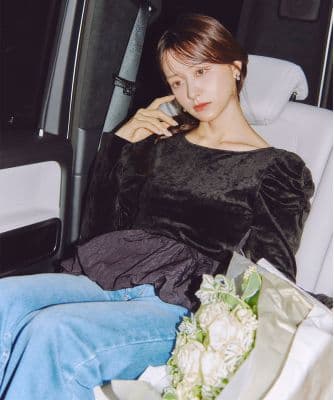 実物写真掲載 ココディール 新品 ベロアドッキングバルーントップス ブラック