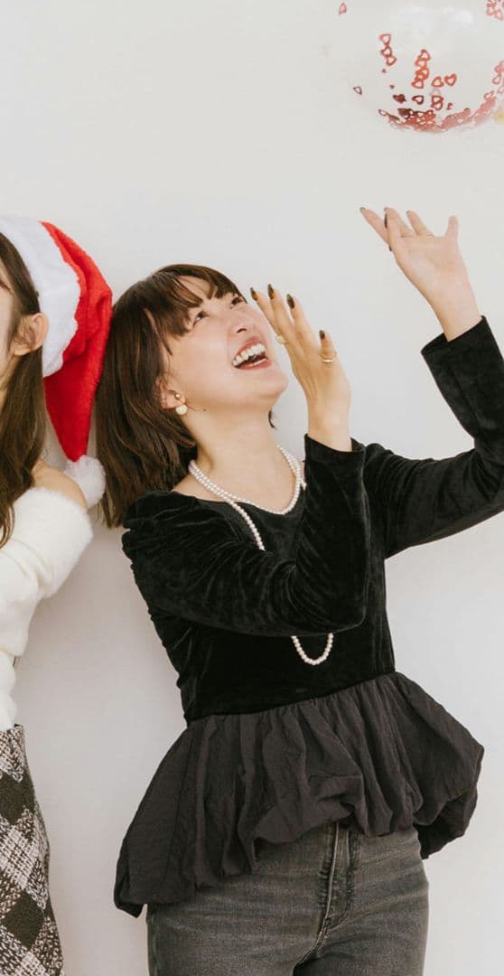 実物写真掲載 ココディール 新品 ベロアドッキングバルーントップス ブラック