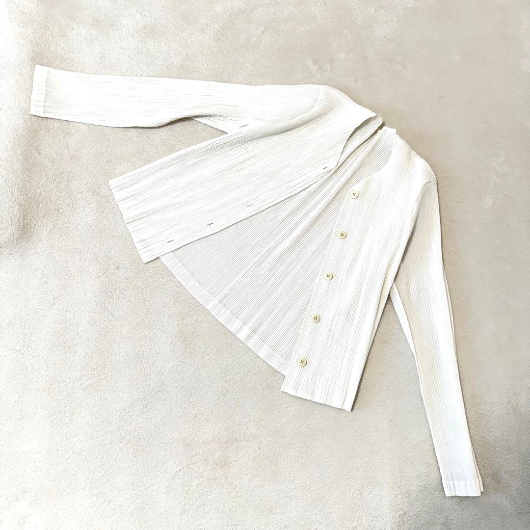 極美品✨ISSEY MIYAKE プリーツ　ホワイト　ノーカラー　ジャケット