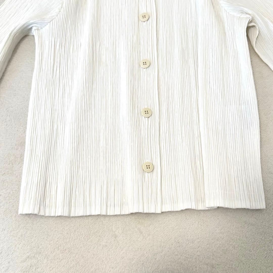 極美品✨ISSEY MIYAKE プリーツ　ホワイト　ノーカラー　ジャケット
