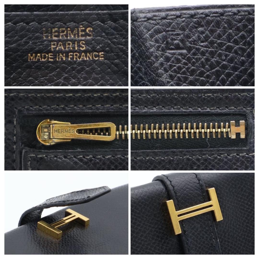 鑑定書付き【極美品】HERMES ベアンクラシック　エプソン　長財布　ブラック