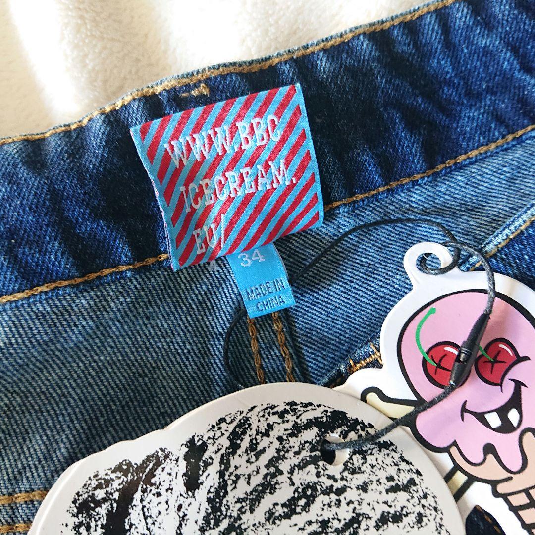 海外限定☆Icecream dog プリント デニムジーンズ ハーフパンツ