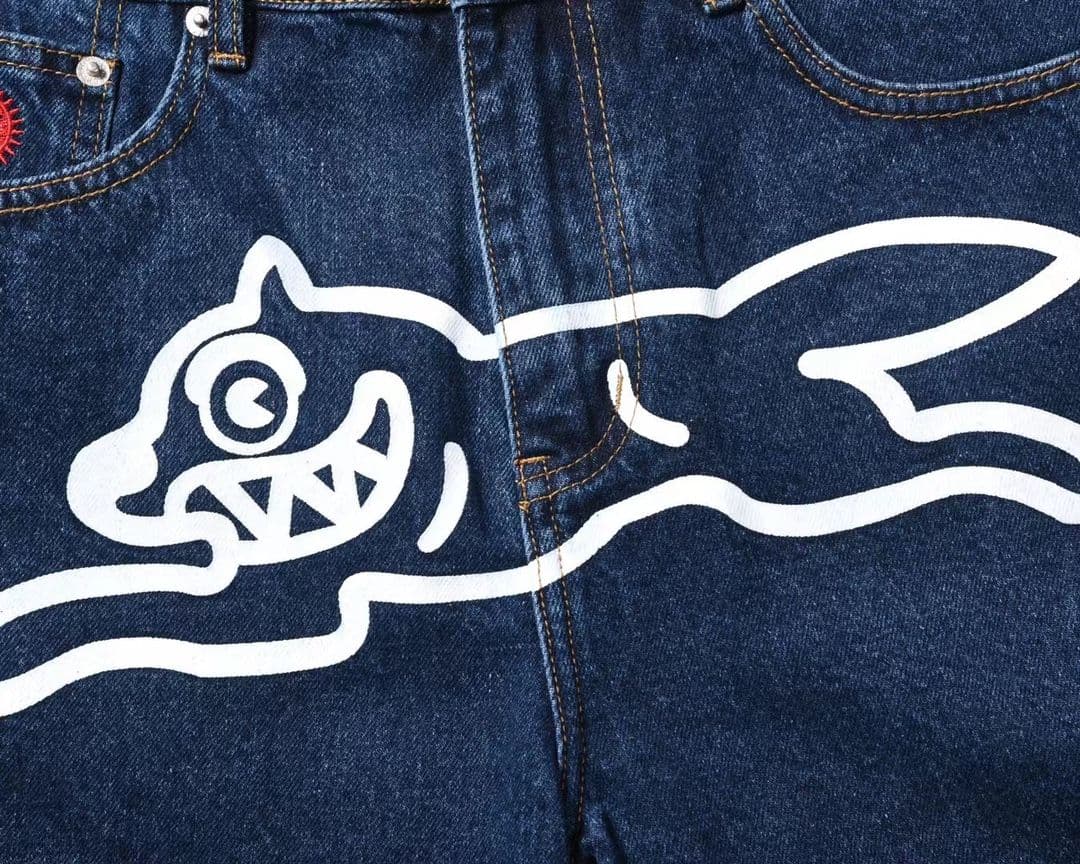 海外限定☆Icecream dog プリント デニムジーンズ ハーフパンツ